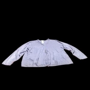 Sag Harbor Women's 2X Gray Lavender Long Sleeve Button Down Cardigan Sweater